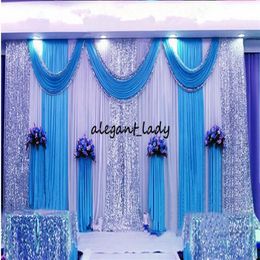 3m 6m wedding backdrop swag Party Curtain Celebration Stage Performance Background Drape With Beads Sequins sparkly Edge241P