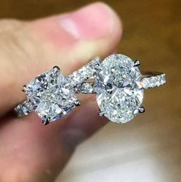 Wedding Rings Handmade Female Lab Diamond cz Ring 925 sterling silver Engagement band for Women Bridal Tidal flow design 678ess
