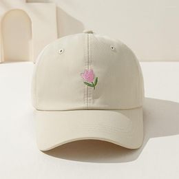 Beanies Embroidery Pink Flower Baseball Cap Adjustable Strap Trucker Hat Women Outdoor Sports Sun For Her Year Presents Valentine's