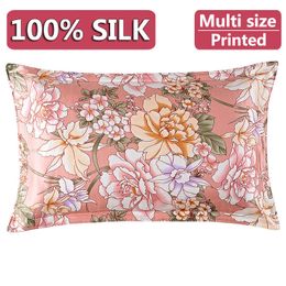 Pillow Case 1pc 100% nature mulberry Silk 19mm satin silk printed pillowcases pillow cases Envelope Closure standard queen king LS005 230621