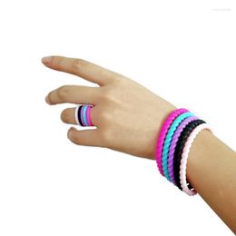 Charm Bracelets 5 Colors Black Pink Purple Blue Braid Twist Silicone Wristband Unisex Bangles Bands Rubber Woman Man Bracelet 19cm Raym22