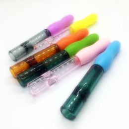 Removable Colorful Silicone Smoking Glass Filter Mouthpiece Tips Herb Tobacco Digger Catcher Taster Bat One Hitter Dugout Hand Pipes Cigarette Holder