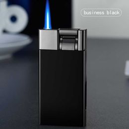 Blue Flame Metal Jet Cigar Windproof Gas Butane Lighter With Adjustable Valve For Men Gift R7Y4