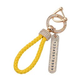 Car Key Chain Women's Network Red Chain Pendant Chain Inlaid Diamond Key Ring Ring Hanging Rope Anti loss Number Plate Lovely gifts