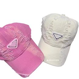 Simple Washed Cotton Ripped Baseball Cap Triangle Mark Distressed Peaked Cap Casual All-Match Face-Looking Little Couple Sun Hat