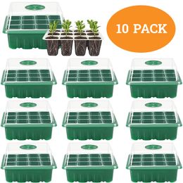 Planters Pots 6/12 Cells Seed Starter Kit Plant Seeds Grow Box cSeedling Trays Germination Box with Dome and Base for Seeds Growing Starting 230621