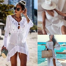 Sexy Cover Up Bikini Women Swimsuit Cover-up Beach Bathing Suit Beach Wear Knitting Swimwear Mesh Beach Dress Tunic