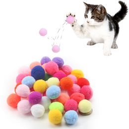 Cat Toy Balls Soft Kitten Pompon Toys Indoor Cats Interactive Playing Quiet Ball Cats Favourite Toy Assorted Random Colour