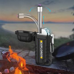 Camping Waterproof Retractable Electric Double Arc Type-C Rechargeable USB Lighter Outdoor Windproof Plasma Flameless I9T8