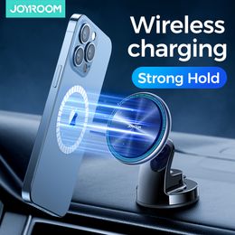 Joyroom Blue Light Magnetic Car Phone Holder Fast Wireless Charger For iPhone 13 12 Pro Max Car Charger Metal Phone Holder Car