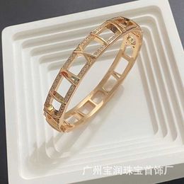 Original designer Tfany Roman Digital Diamond Bracelet High Version Fashion Snap on s925 Silver Grade Feeling Hand