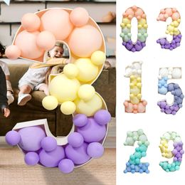 Other Event Party Supplies 7393cm Giant Birthday Figure Balloon Filling Box 1st And 2 Birthday Baloon Number 20 Ballon Frame Anniversary Decor Baby Shower 230621