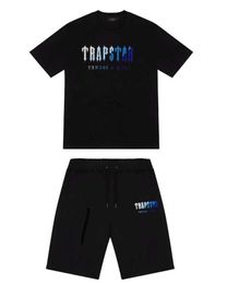 Mens Trapstar t Shirt Short Sleeve Print Outfit Chenille Tracksuit Black Cotton London Streetwear Breathable suit Design of motion 669ess