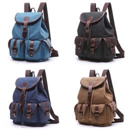 Canvas Backpack Korean Fashion Women's Backpack Student Solid Color Multi Pocket Outdoor Travel Bag 230615