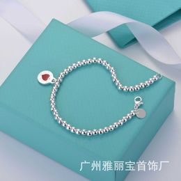 Original brand Seiko ts new round enamel heart-shaped Bracelet womens plated S925 silver CNC steel printed bead Buddha chain With logo