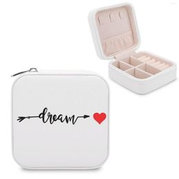 Jewellery Pouches Dream Storage Box Portable Pu Leather Organiser Travel Case Boxes Heart Black White Red Tops Jugs
