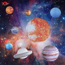 Party Balloons Free Air 2m Air-tight Inflatable 8 Planets with Led Light Hanging Universe Sphere Moon Sun Earth Balloon for Decoration 230621