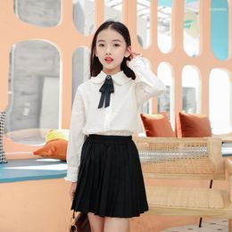 Ethnic Clothing Japanese Girls School Uniform Long Sleeve Shirt Jk Pleated Short Skirt 2Pcs Sets Harajuku Style Kawaii Casual Streetwear