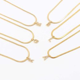 Pendant Necklaces 2023 New Classic Letter Necklace Women Fashion Width 2mm Stainless Steel Snake Chain for Jewellery Gift 230613