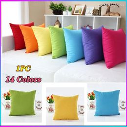 Pillow Sofa Cotton Cover Square Candy Colour Home El Office Decorative Case 45 45cm (Stuffing Is Not Included)