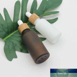 Frosted Amber White Glass Dropper Bottle 15ml 30ml 50ml with Bamboo Cap 1oz Wooden Essential Oil Bottles Quality