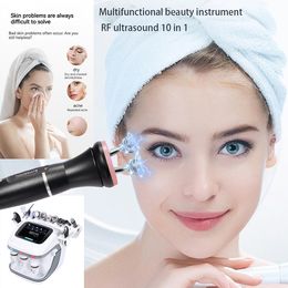 Multifunctional beauty instrument RF ultrasound RF10 in 1 small bubble facial water light needle ultrasound lifting tightening slimming anti-aging deep cleaning