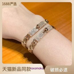 Wholesale Fashion H Home Bracelets online shop New kelys Bracelet Full Diamond Lock Chain Pig Nose Plated 18K Gold Cuban Couple With Gift Box