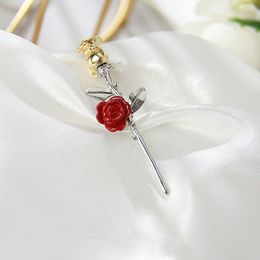 Fashion Beautiful Red Rose Flower Collection Brooches For Women Elegant Flower Luxury Lapel Pins Wedding Jewelry