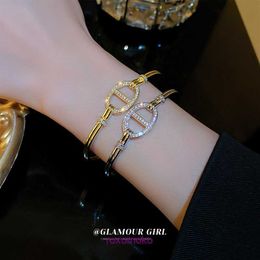 Wholesale H Home Designer Bracelets for sale Zircon Oval Pig Nose Chain Open Bracelet from South Korea with a New Design Sense Popular Fashion Handic With Gift Box FEIX