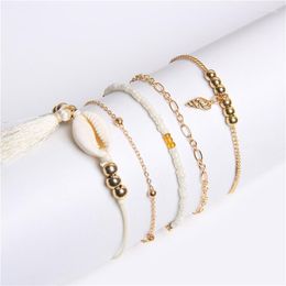 Charm Bracelets Bohemian DIY Shell Set For Women Girls Golden Chain Tassel Fashion Handmade Friendship Bracelet Bangles Jewellery Raym22