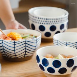 Bowls Coarse Pottery Blue Colored Raindrop Bowl Household Rice Large Soup Creative Tableware Hand