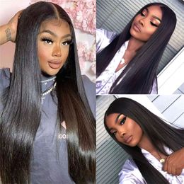 Bone Straight 13x4 Lace Front Human Hair Wig Pre Plucked Remy Human Hair 4X4 Lace Closure Wig With Baby Hair