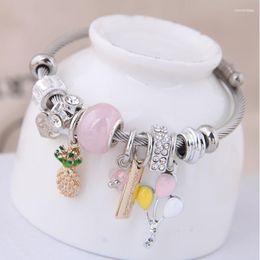 Charm Bracelets Metal Love Simple Fruit Pendant Bracelet Women's Pineapple Balloon Multi- Crystal Hand Anklet Accessories Raym22