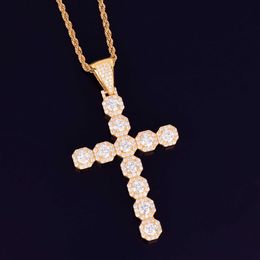 Pendant Necklaces Cross Necklace & Gold Color Aaa Cubic Zircon Men's Hip Hop Rock Jewelry 230621