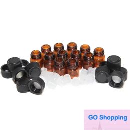 Simple 1ML/ 2ML Amber Glass Essential Oil Bottles perfume sample tubes Bottle with Plug and caps