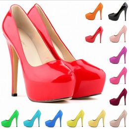 Dress Shoes LOSLANDIFEN Platform Pumps Women Sexy Extremely High Heels Bridal Stiletto Red Ladies Wedding Party