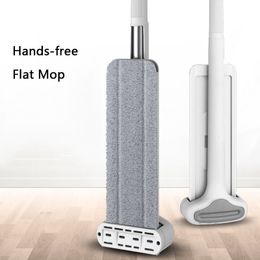 Mops Magic Squeeze Flat Mop Hand Free Washing Microfiber Mop For Home Kitchen House Wash Floor Cleaning With Wringing Mop Rag Pads 230621