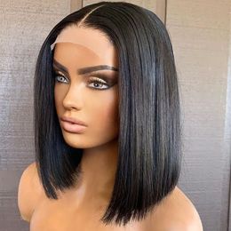 13x5x2 Brazilian Human Hair Wigs for Women Pre Plucked Lace Bob Wig 4x1 T Part Straight Short Bob Wigs Humain