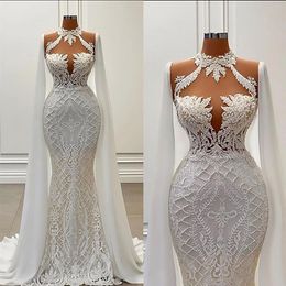 Sexy Lace Mermaid Wedding Dress 3D Flowers Appliques Bride Dresses Robe De Mariee Bridal Gowns291B