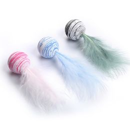 Cat Toy Star Ball Plus Feather EVA Material Light Foam Ball Throwing Funny Toy Star Texture Ball Feather Toy For Dog Cat Supplie