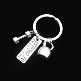 Lifting Keychain Barbell Key Chain Weight Plate Charm Keyrings Personal Trainer Lovers Gifts