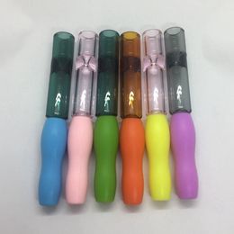 Colourful Silicone Glass Pipes Portable Innovative Removable Easy Clean Philtre Mouthpiece Tips Dry Herb Tobacco Smoking Cigarette Holder DHL