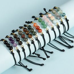 Natural Stone Crystal Bracelets for Men Women Healing Amulet 8mm Round Quartz Beads Charm Bracelet Couple Jewelry Minimalist
