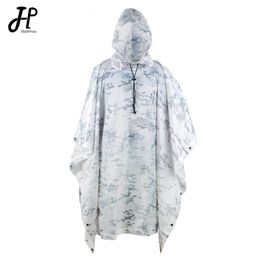 Raincoats Outdoor Hooded Breathable Rainwear Camo Poncho Army Tactical Raincoat Camping Hiking Hunting Birdwatching Suit Travel Rain Gears 230621