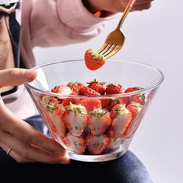 Bowls Cute Soup Bowl Fruit Creative High Beauty Salad French Transparent Glass Noodle Household Use