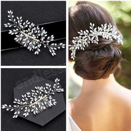 Bridal Dazzling Hair Comb Silver Alloy Shiny Hair Accessories Diamond Tiara Female Daily Headdress Wedding Jewelries Headpiece