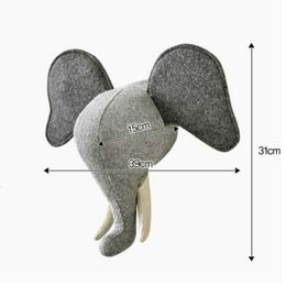 Plush Wall Stuff 3D Animal Wall Hanging Decorative Felt Heads Mount Decoration Stuffed Elephant Horse Toys Boys for Kids Room Home Decor 230621