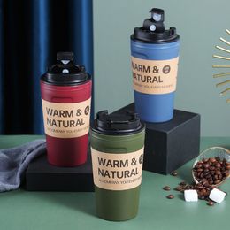 Tumblers Coffee Cup Milk Tea Simple Carryon Camping Hiking Drinking Bottle Outdoor Leisure Sealed LeakProof Portable with Cover Gifts 230621