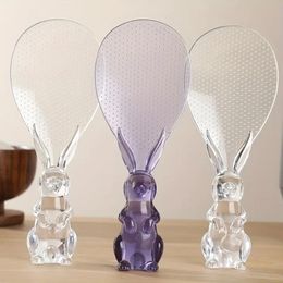 1pc Transparent Crystal Spoon, Standable Rabbit Rice Shovel, Rice Cooker Rice Spreader Spoon, Cartoon Rice Spoon