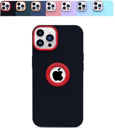 Silicone Contrast Cell Phone Cases Cover Shell For iPhone 14 13 11 12 Pro Max XR XS Max 6 7 8 plus Shockproof Non-slip Cover Logo Hole hollow out Case MQ100